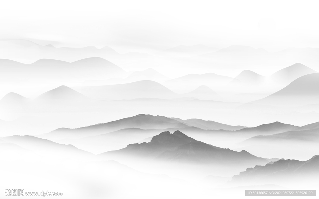 大气灰色山水画 TIF分层图