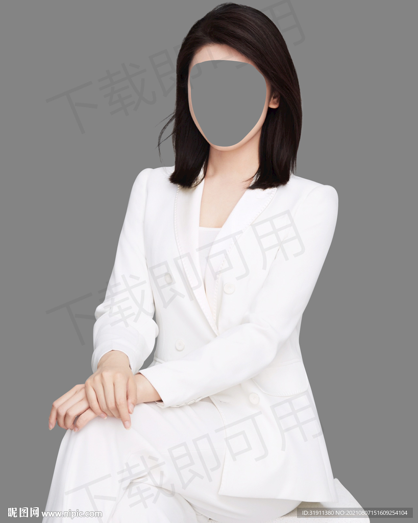 白色西装半身形象照