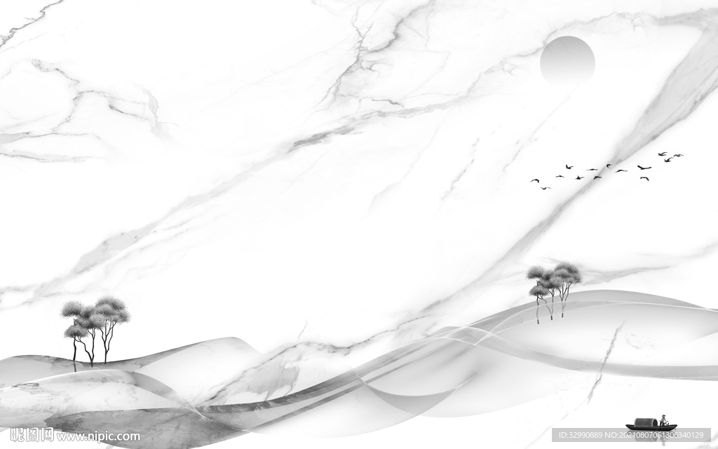 爵士白灰色背景墙画 TIF分层