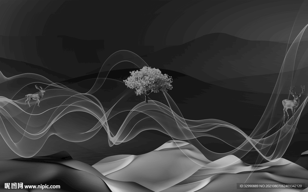 线条 灰色背景墙画 TIF分层