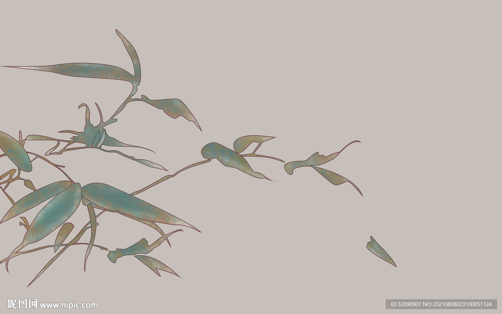 手绘竹叶背景墙