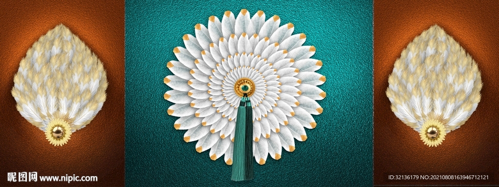 现代轻奢羽毛客厅装饰画