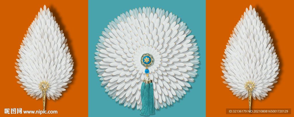 现代几何抽象羽毛装饰画