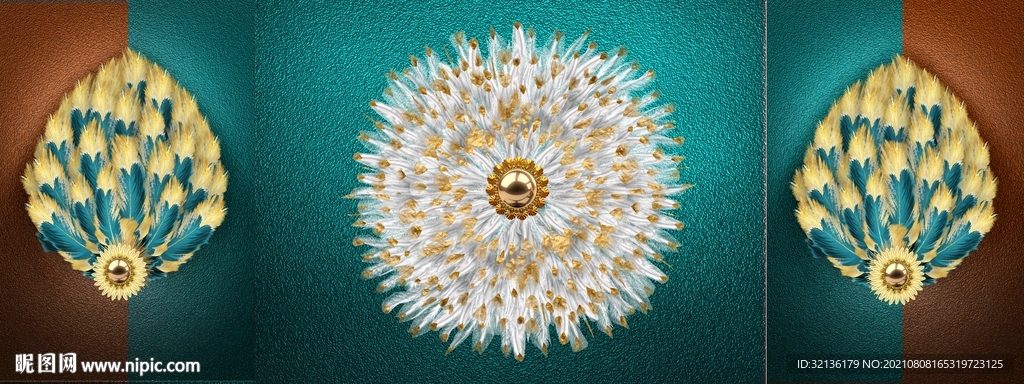 现代轻奢羽毛客厅装饰画