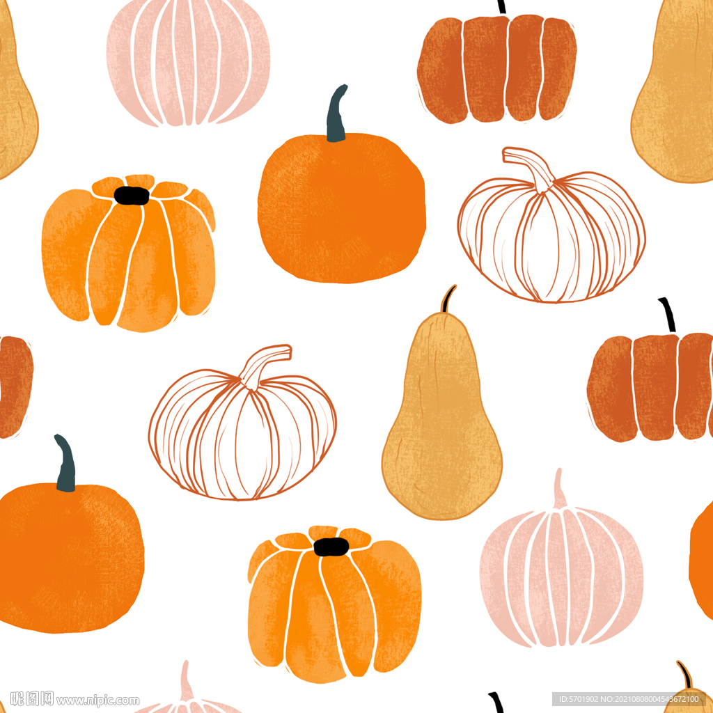 时尚手绘彩色南瓜