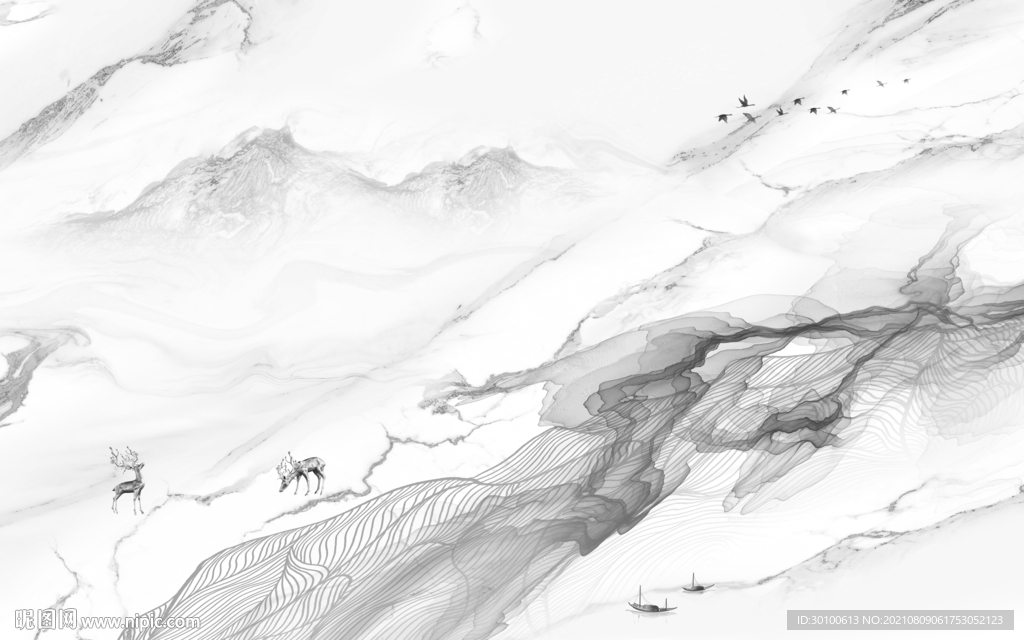 爵士白客厅山水 TIF文件分层