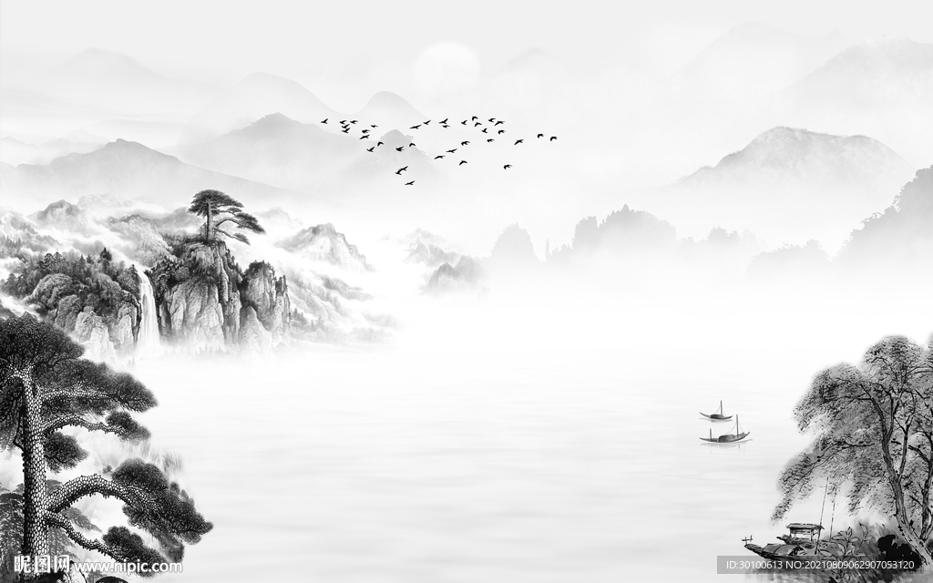 客厅高雅山水 TIF文件分层