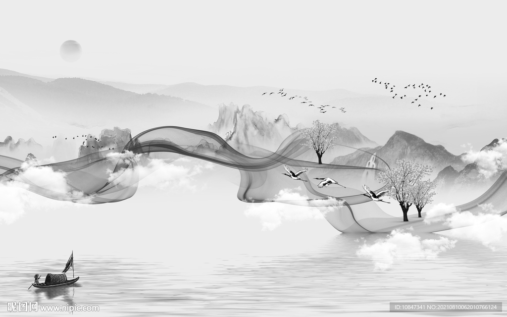 大气灰色意境山水 TIF分层