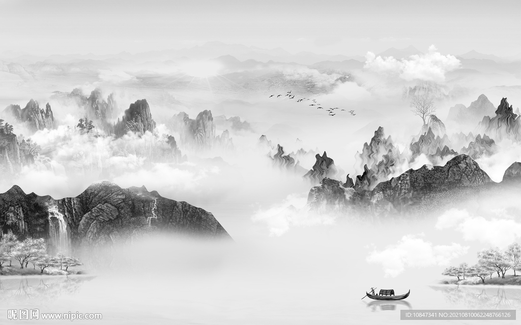 高雅灰色客厅山水 TIF分层