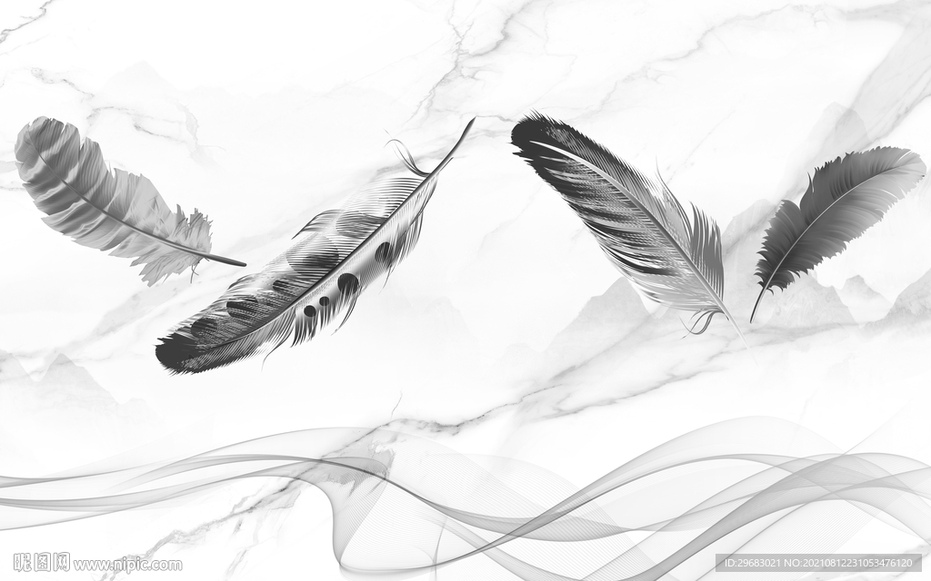 爵士白羽毛画 tif分层