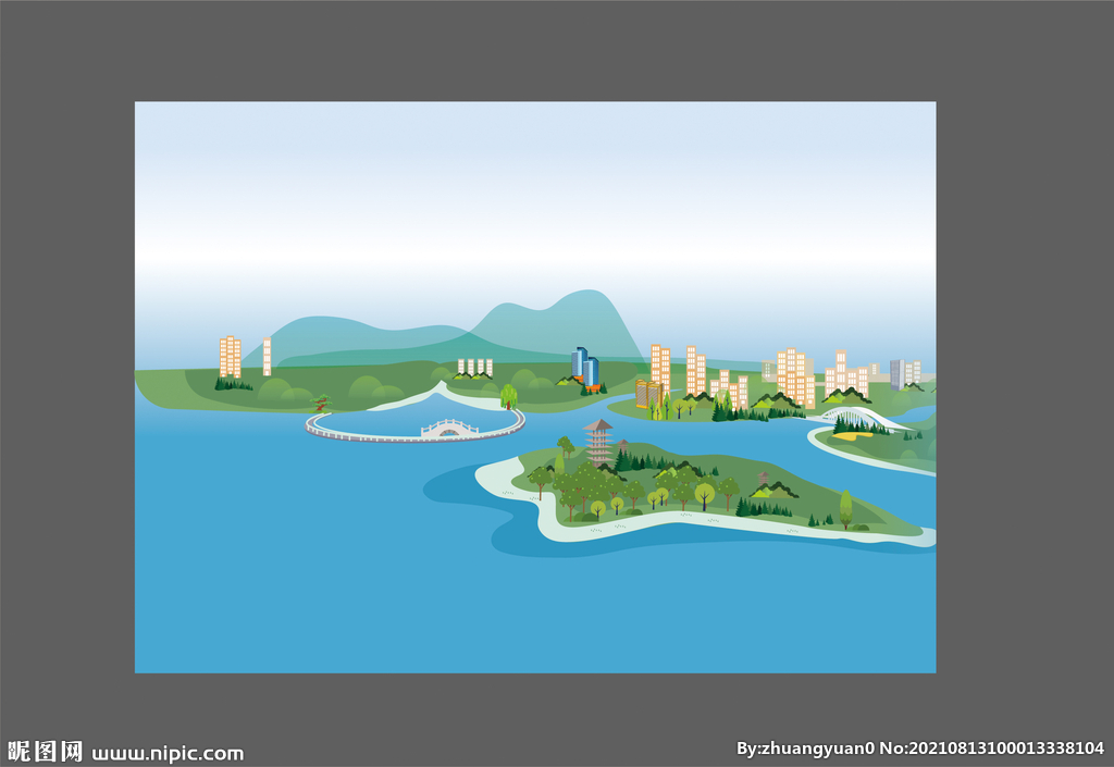 张家港风景插画