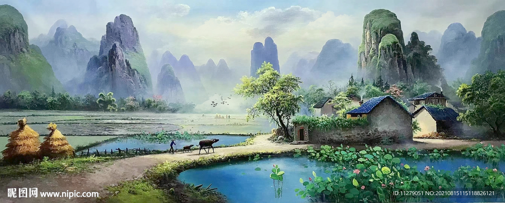 桂林山水漓江风景画