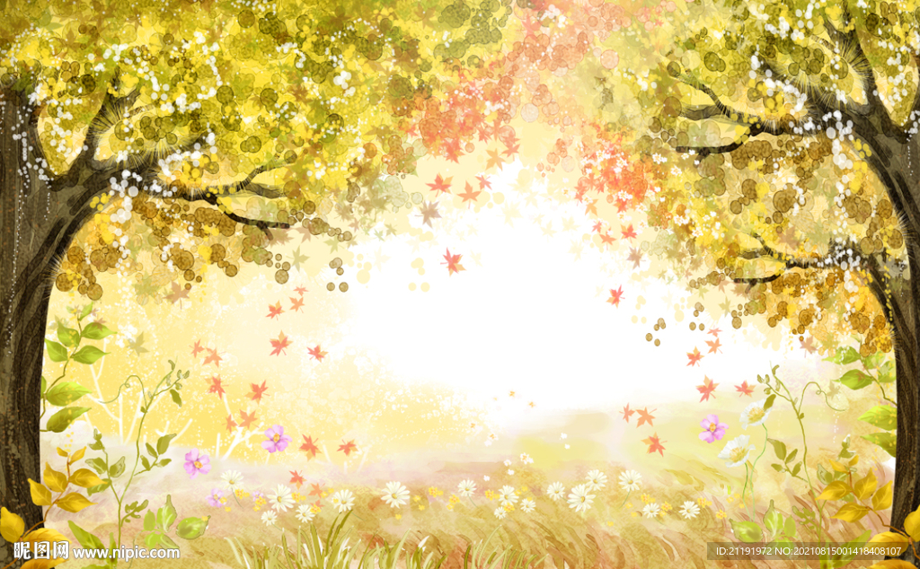 抽象树枝树叶欧式简约壁画