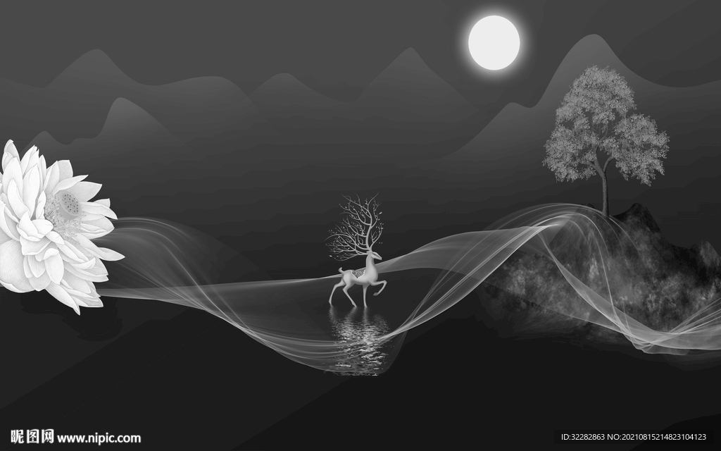 大气高清灰色山水 TIF分层