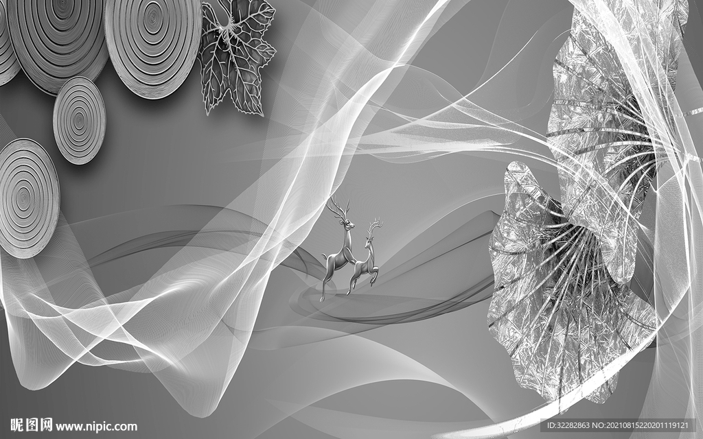 客厅意境灰色山水 TIF分层