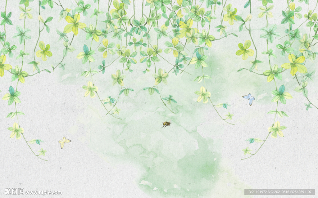 手绘花复古怀旧花朵壁纸欧式壁画