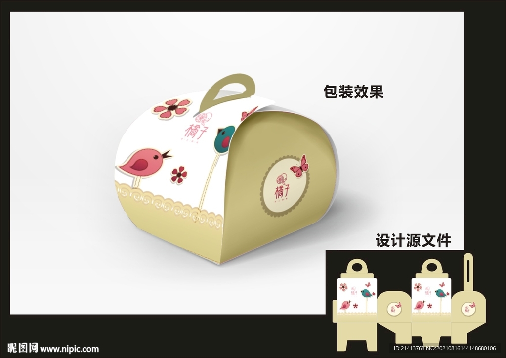 蛋糕西点包装效果图+平面图 