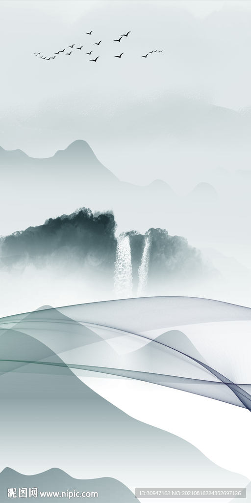 中国风新玄关山水 TIF分层画