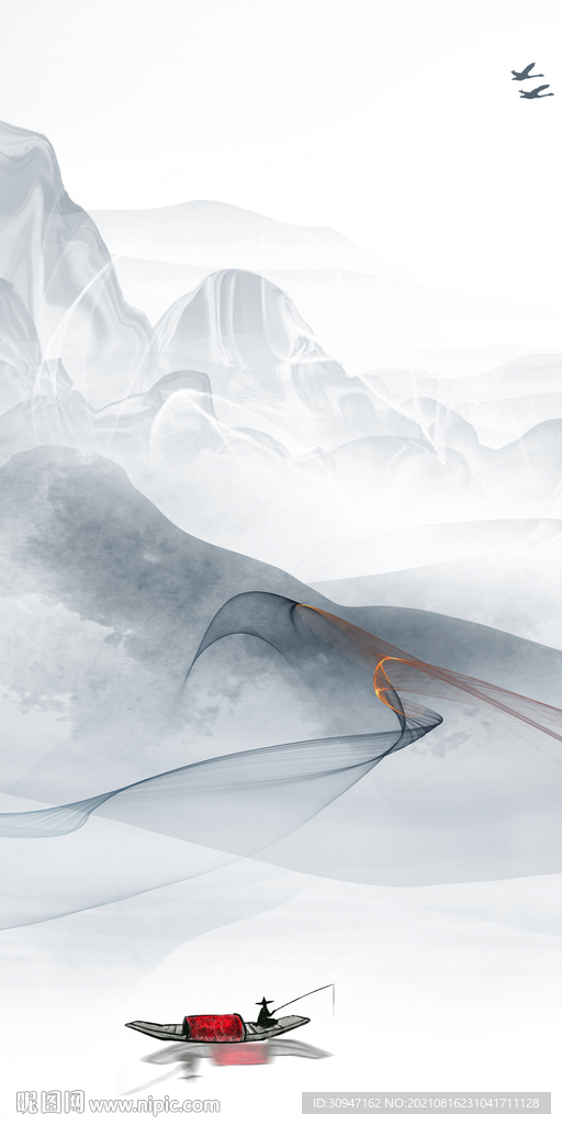 高清 新玄关山水 TIF分层画