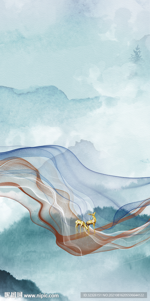 新品新玄关山水 tif分层图