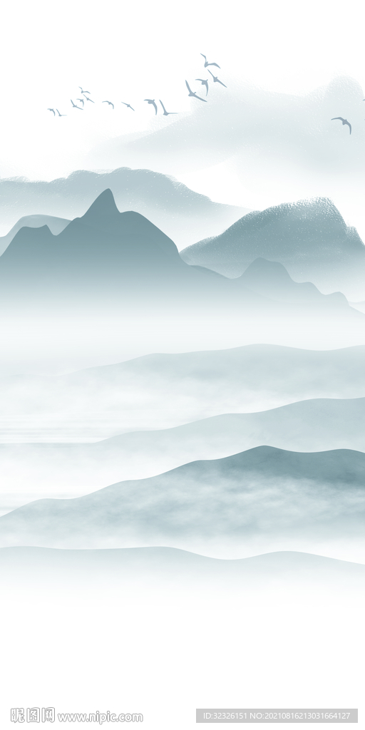 别墅玄关画山水 tif分层图