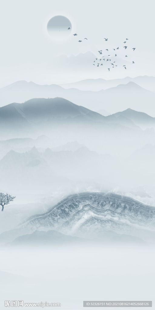 新品玄关画山水 tif分层图