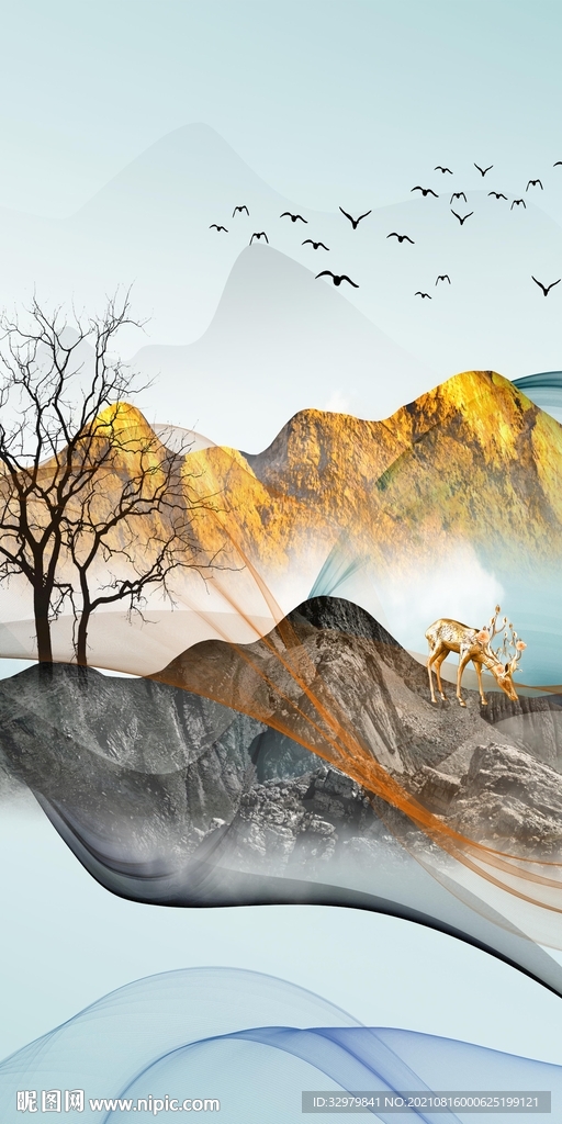 大气玄关山水新画 TIF分层