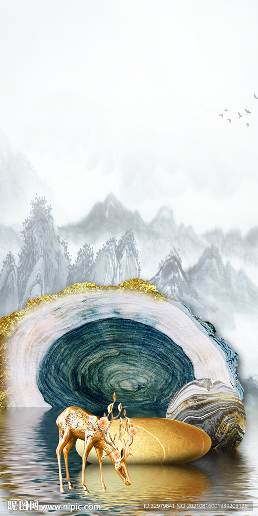 高雅 玄关现代框画 TIF分层