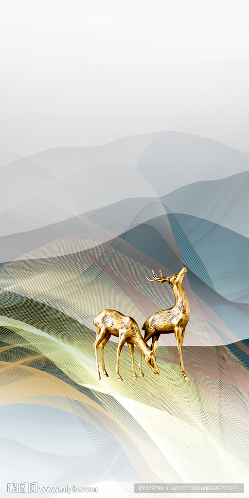 高端 玄关现代框画 TIF分层