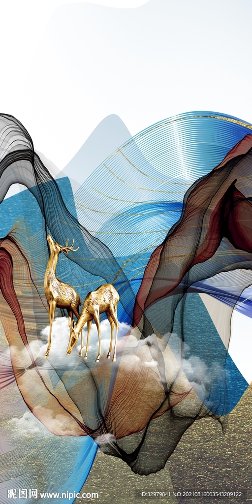 高档 玄关现代框画 TIF分层