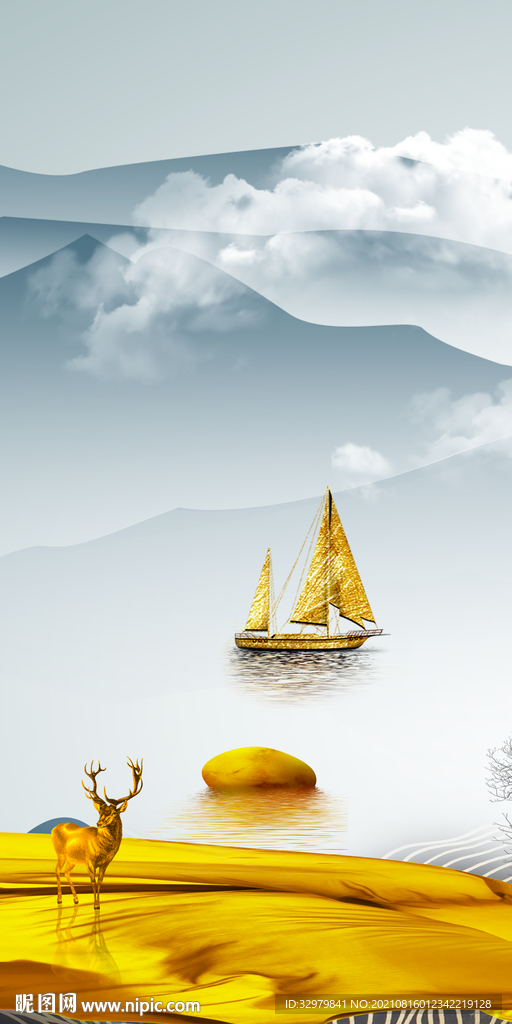 简约新山水画 TIF分层图 