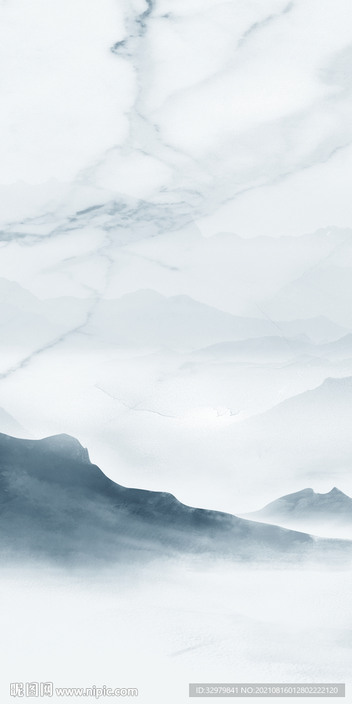 新中式山水画 TIF分层图 