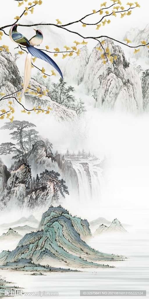 高清新山水画 TIF分层图 