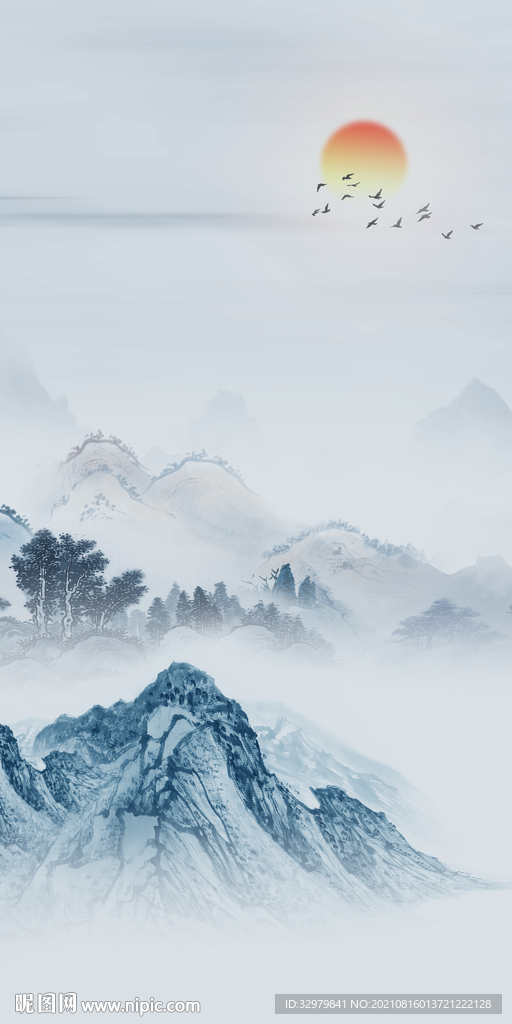 现代 新山水画 TIF分层图 