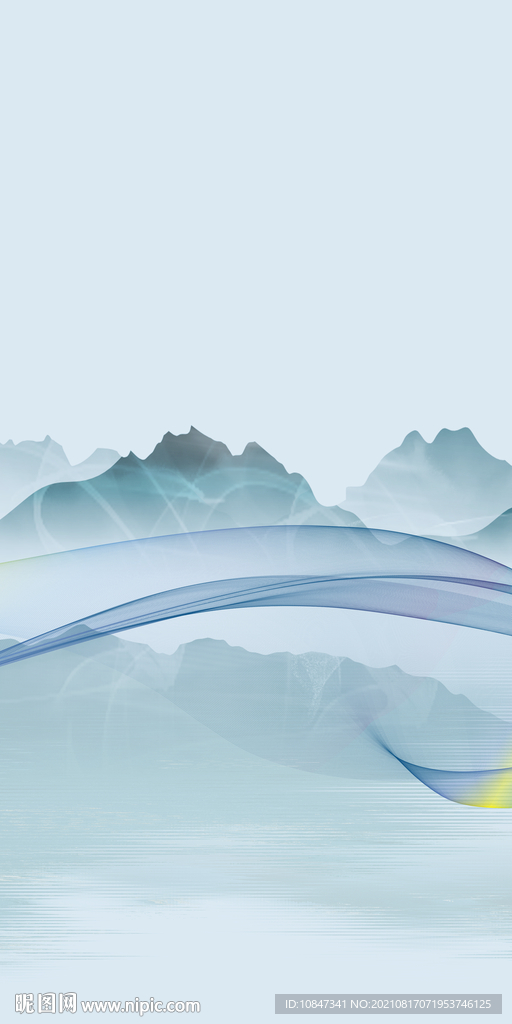 新中式玄关画山水 TIF分层图