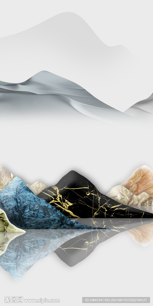 奢华玄关山水图 TIF分层画