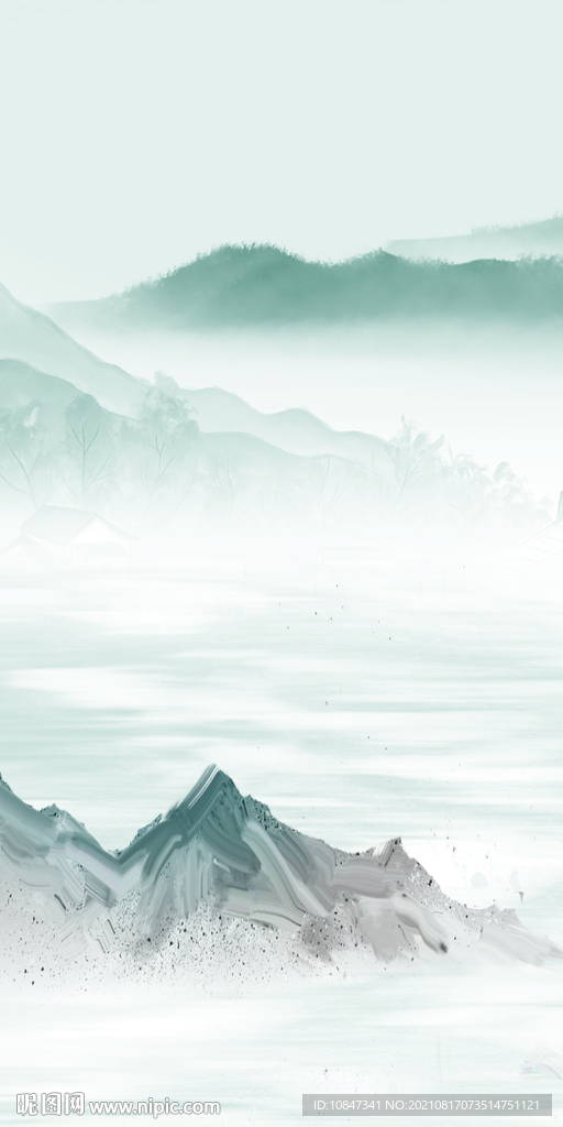 高清 玄关山水图 TIF分层画