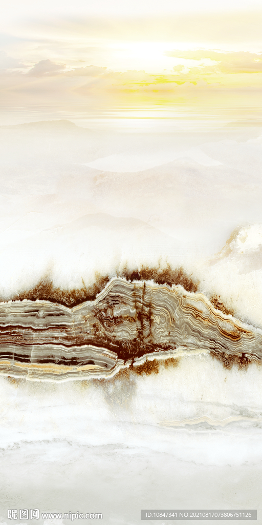 石纹 玄关山水图 TIF分层画