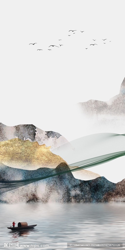 意境玄关山水图 TIF分层画