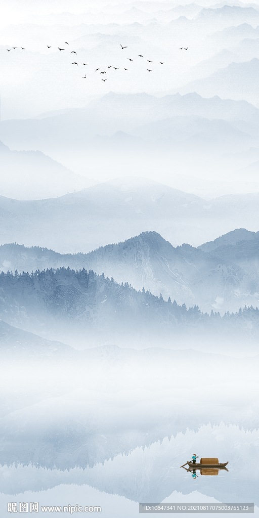 高清 玄关山水图 TIF分层画