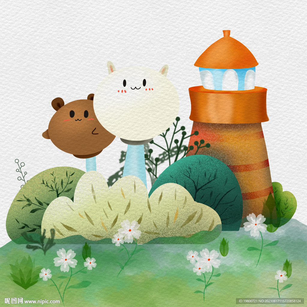 手绘可爱植物儿童小插画 