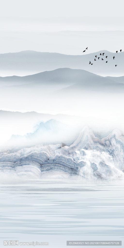 石纹山水画玄关  TIF分层