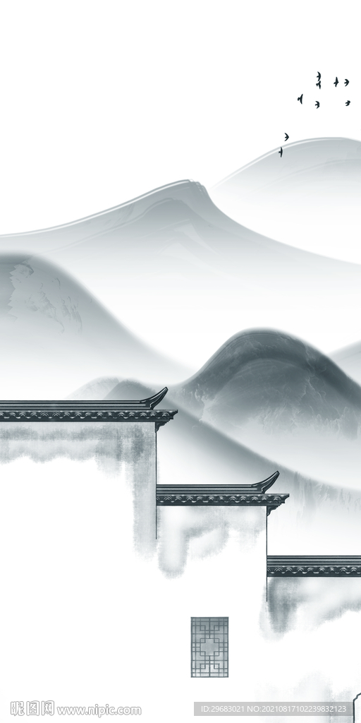 徽派山水玄关 分层TIF文件