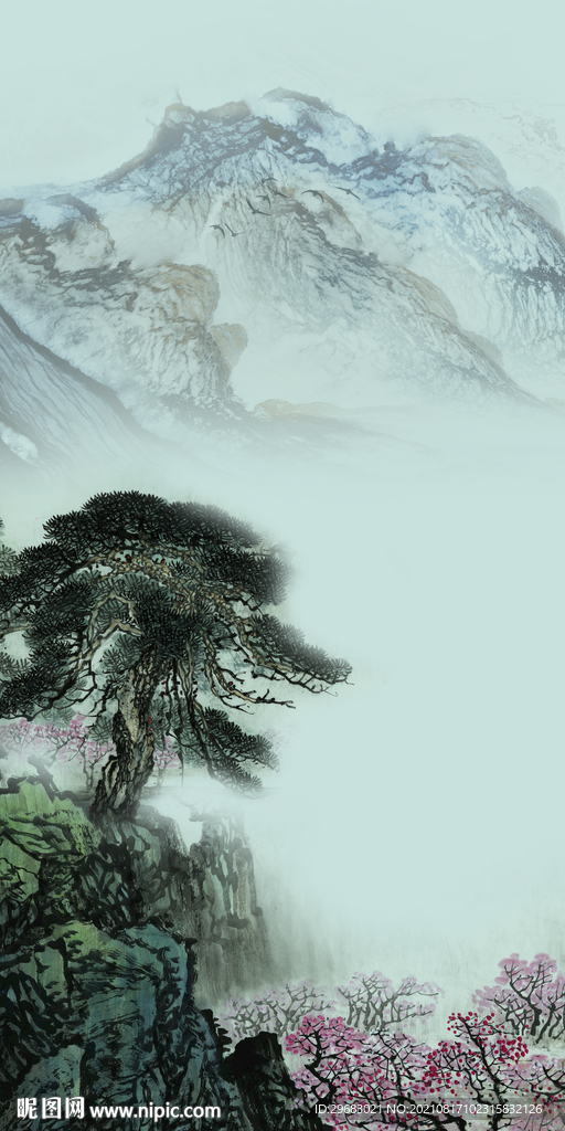 国画山水玄关 分层TIF文件