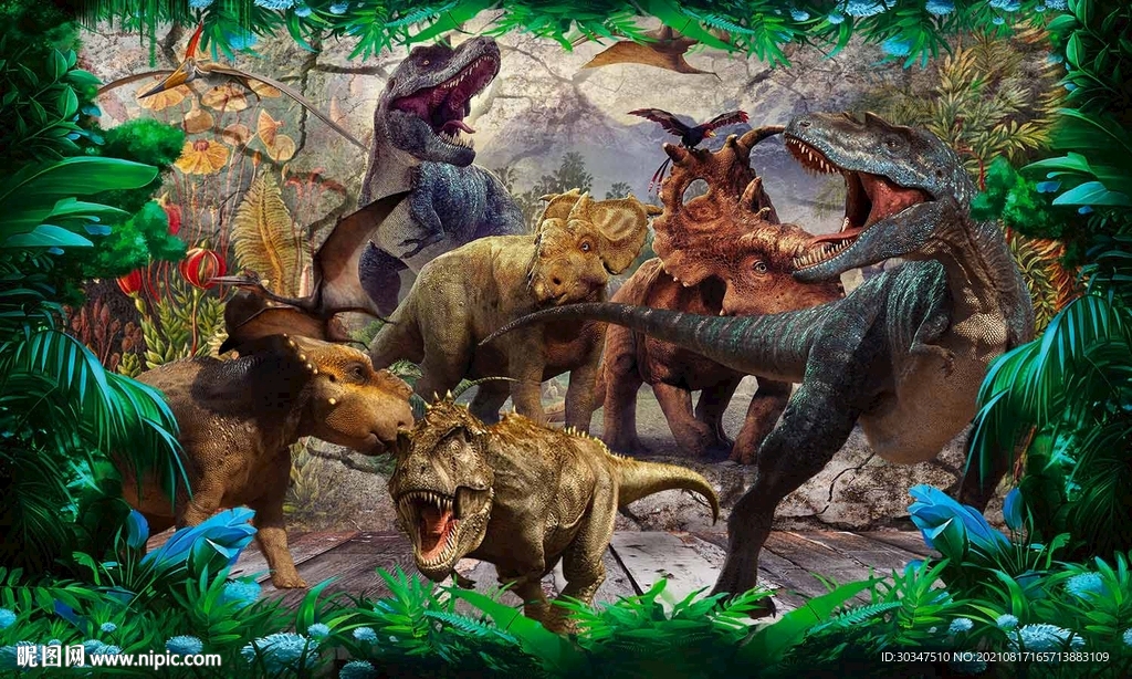 侏罗纪世界恐龙主题游乐园背景墙