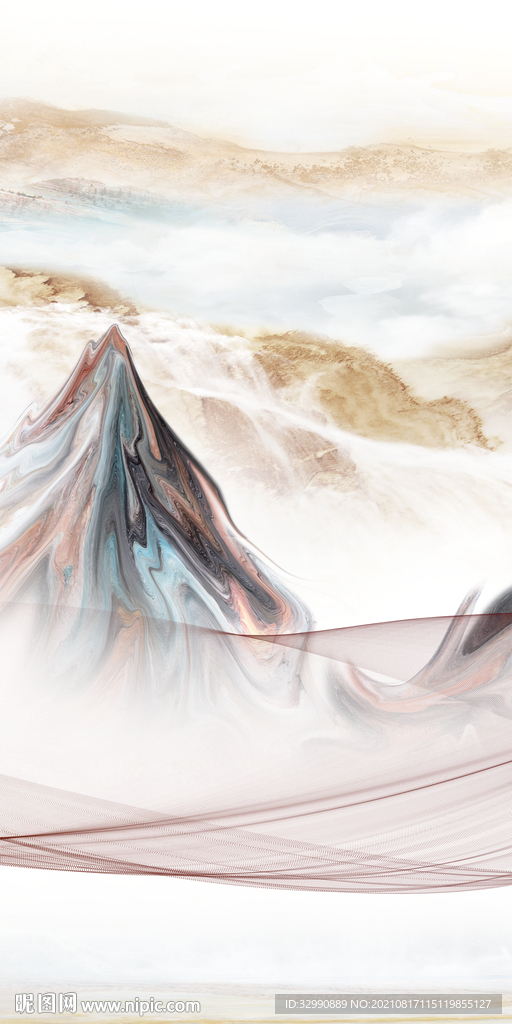 石纹无框玄关山水 TIF分层