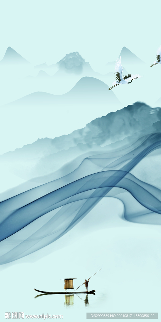 背景墙高档玄关山水 TIF分层