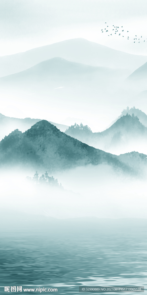 中国风高档玄关山水 TIF分层