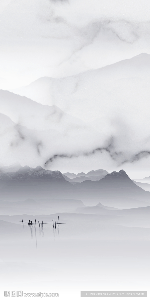 大气 无框玄关山水 TIF分层