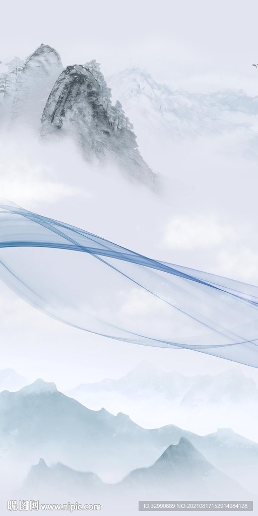 现代意境玄关山水 TIF分层